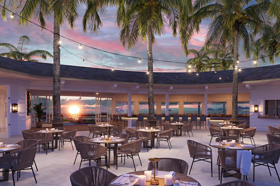 Naples Beach Club florida gulf coast coastal design outdoor dining palm trees string lights